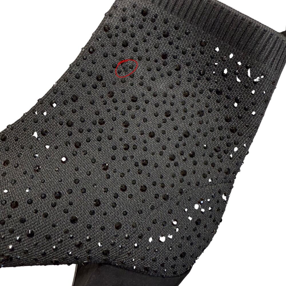 Kenneth Cole Reaction Ranya Rida Stretch Rhinestone Jewel Sock Booties 8 Black - Picture 7 of 10